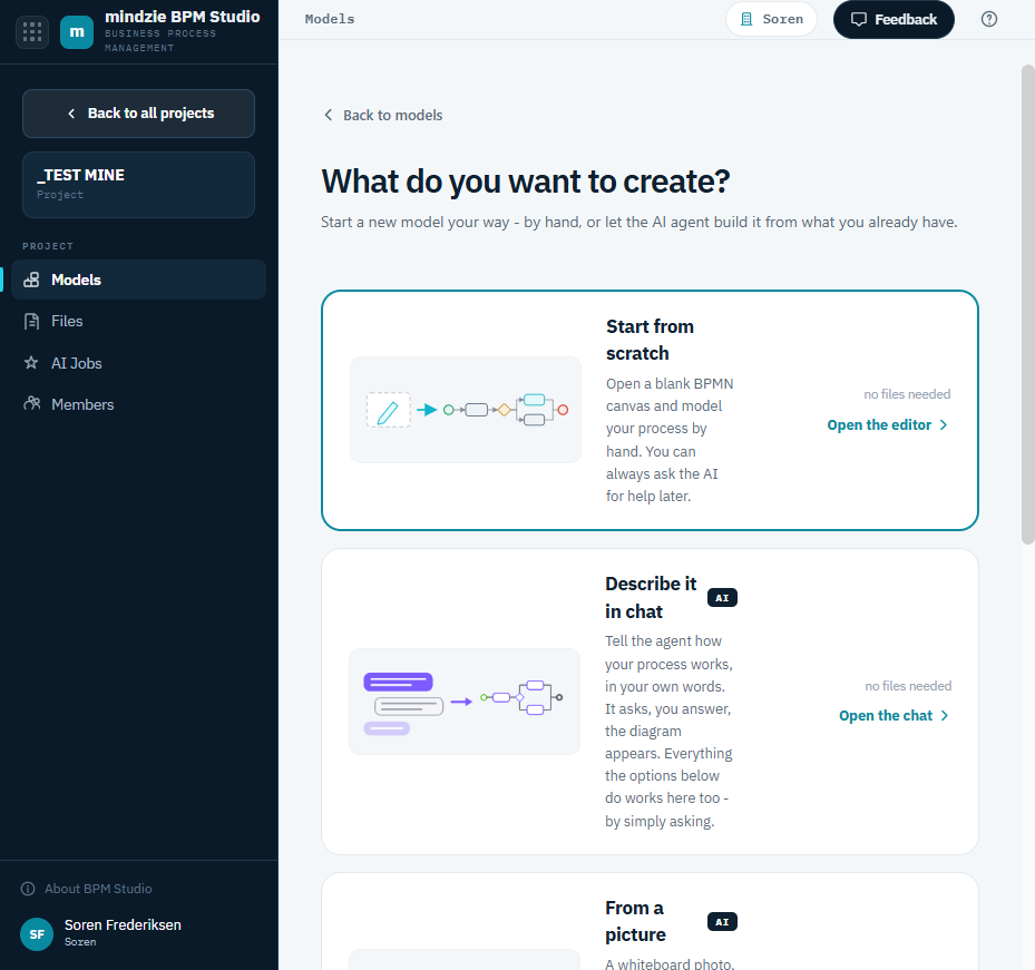 Choosing how to create a model