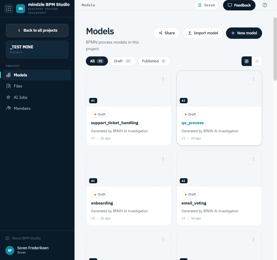 The Models page