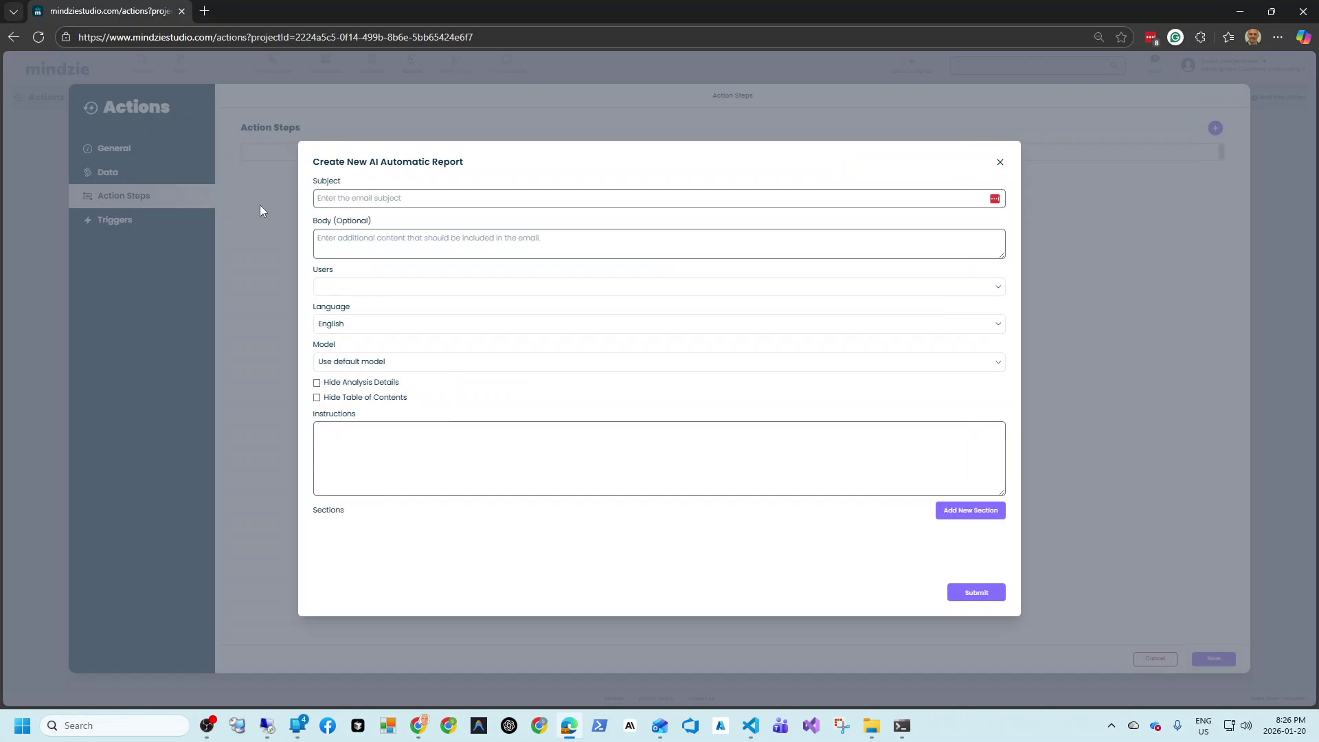 AI Automatic Report Dialog