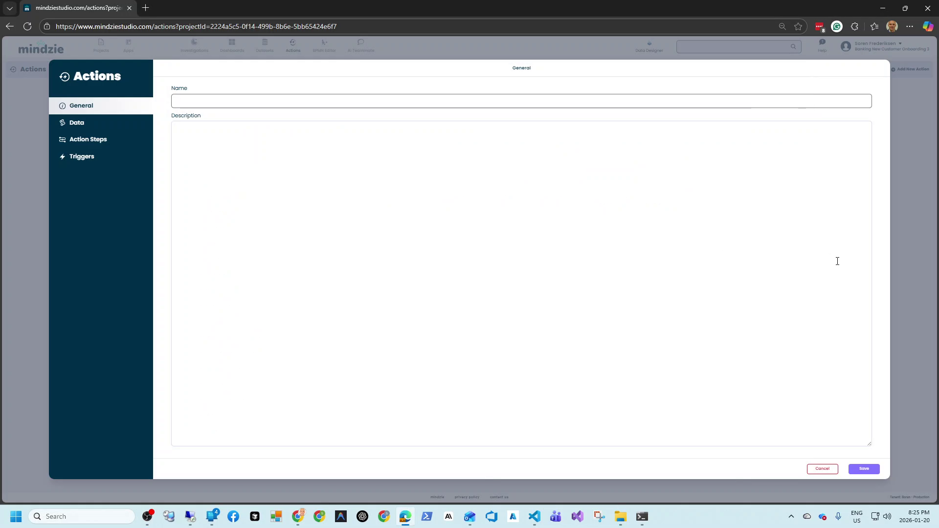 Actions General Screen
