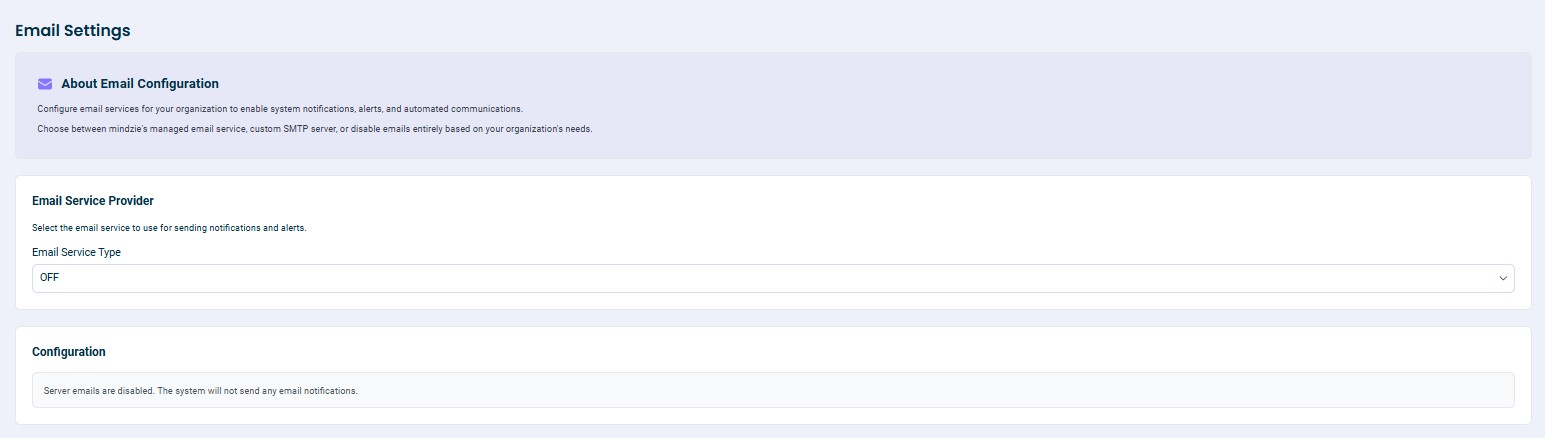 Email service disabled configuration