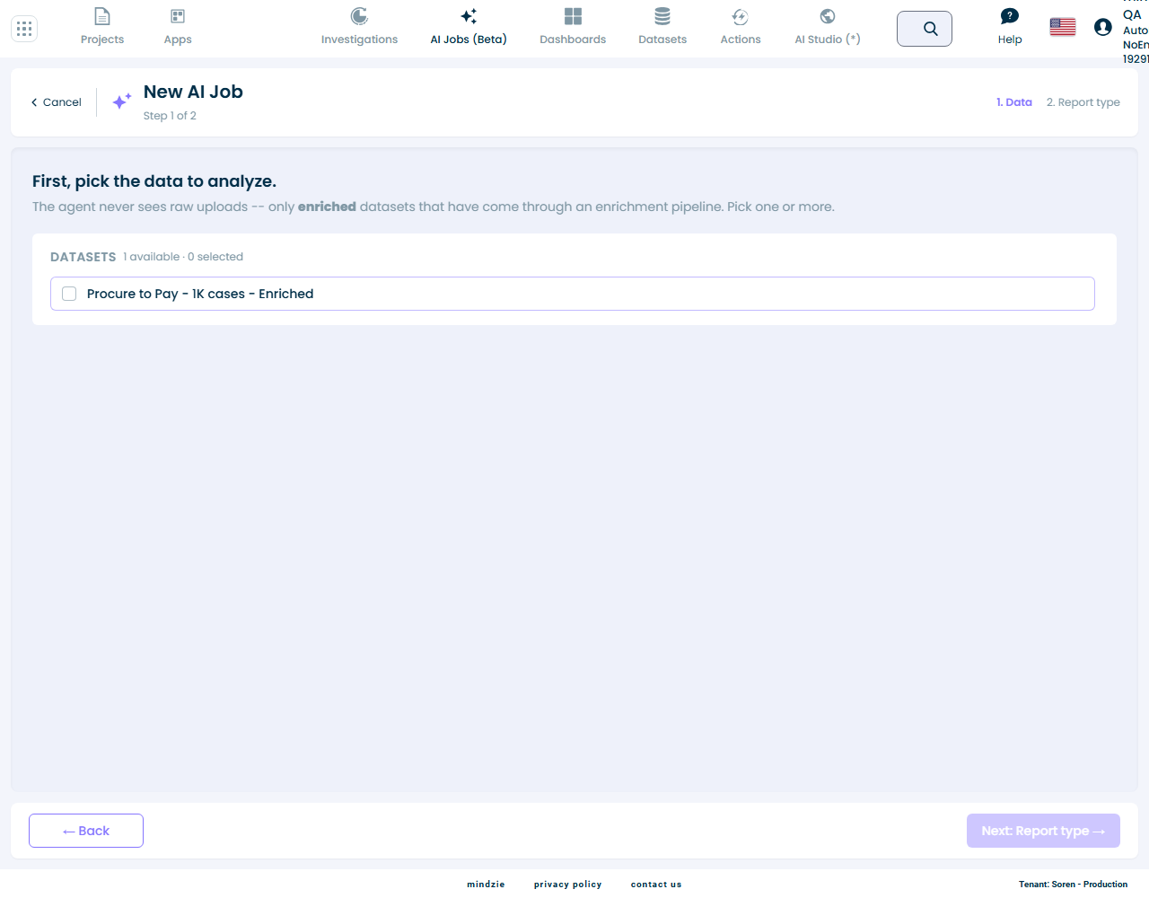 Select an enriched dataset
