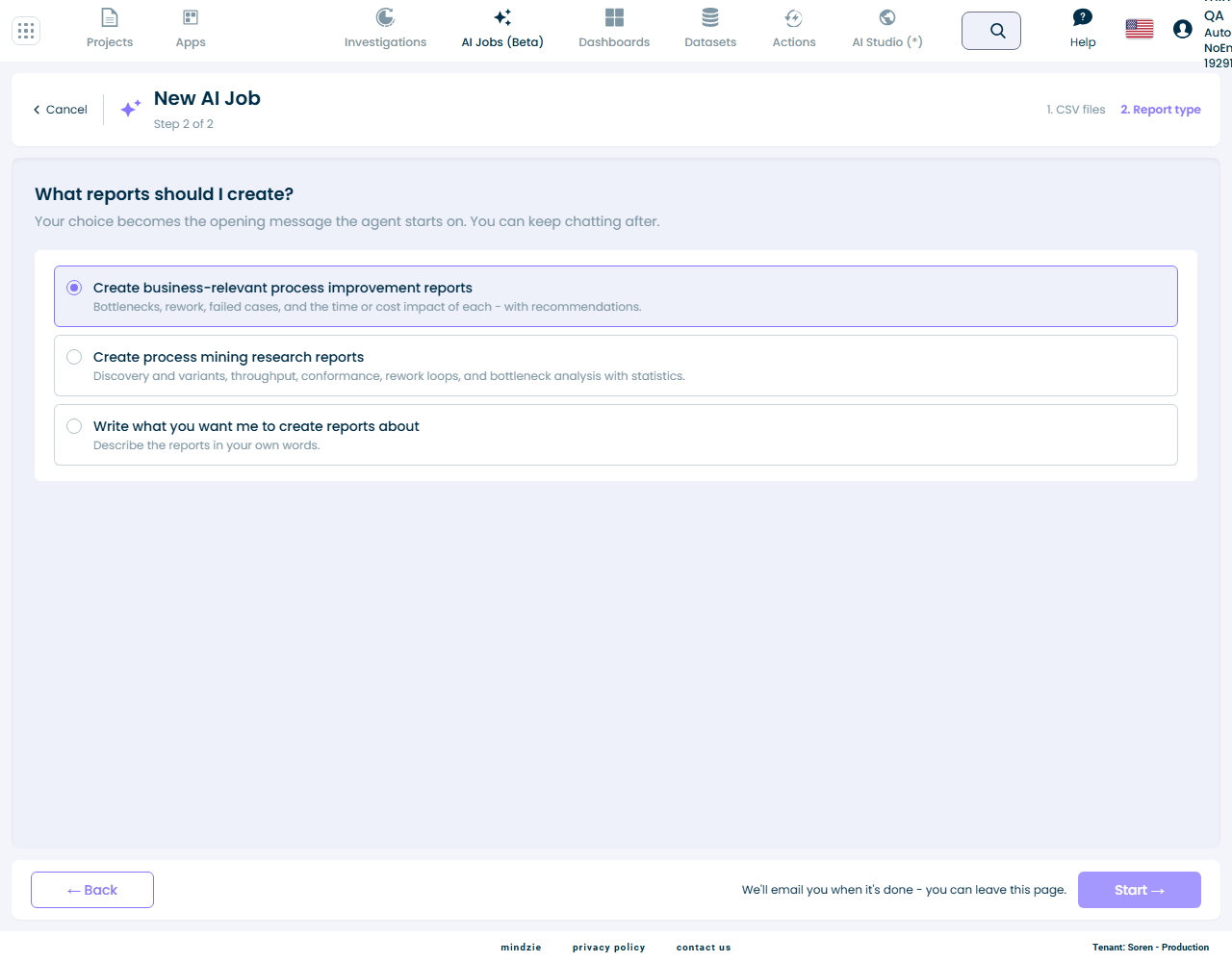 Choose a report type