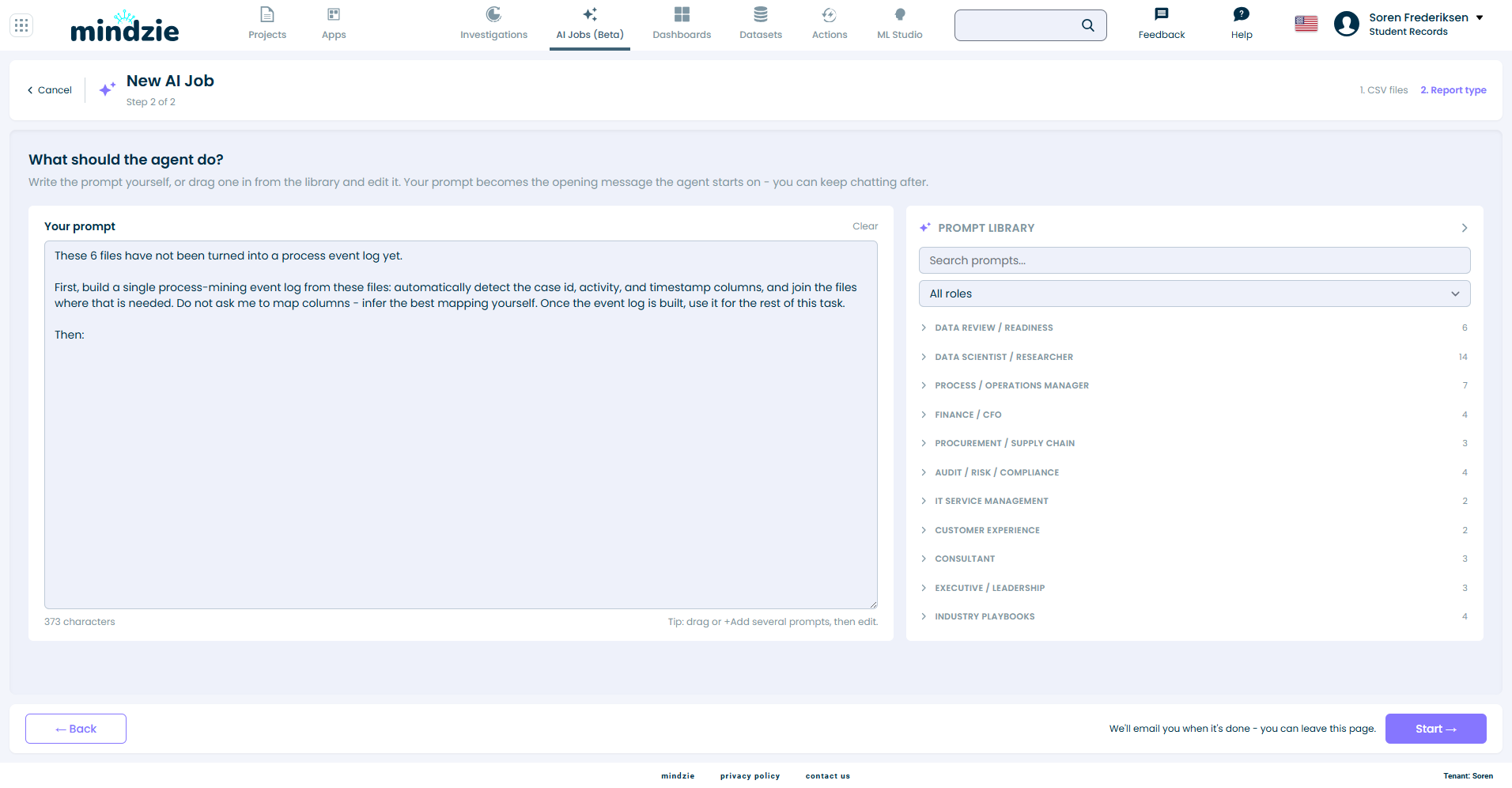 The prompt box opens pre-filled