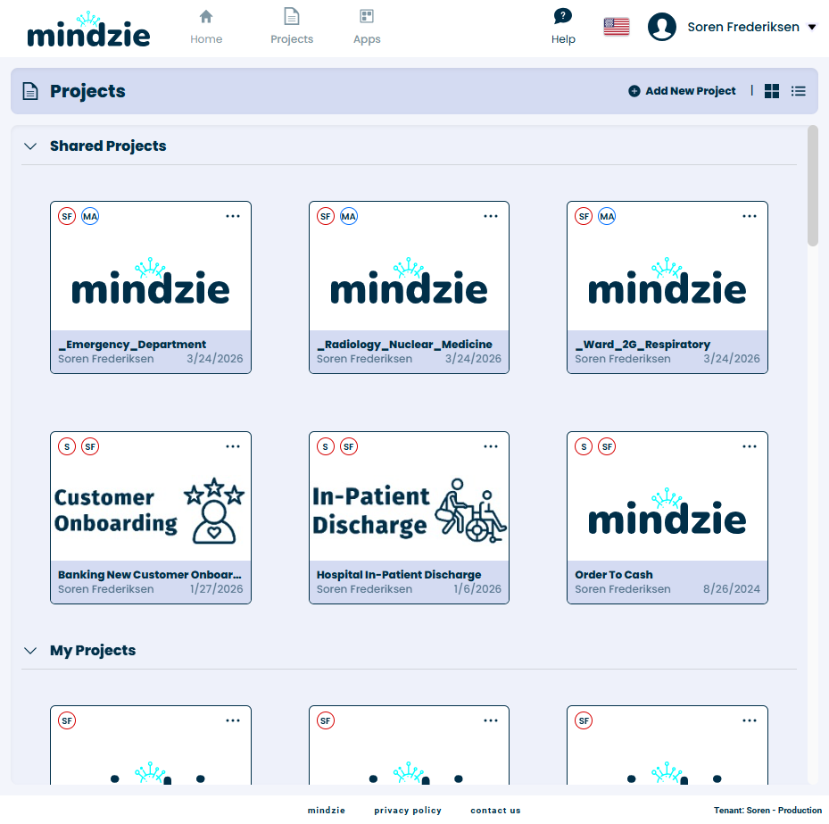 Process Mining con botón de Inicio
