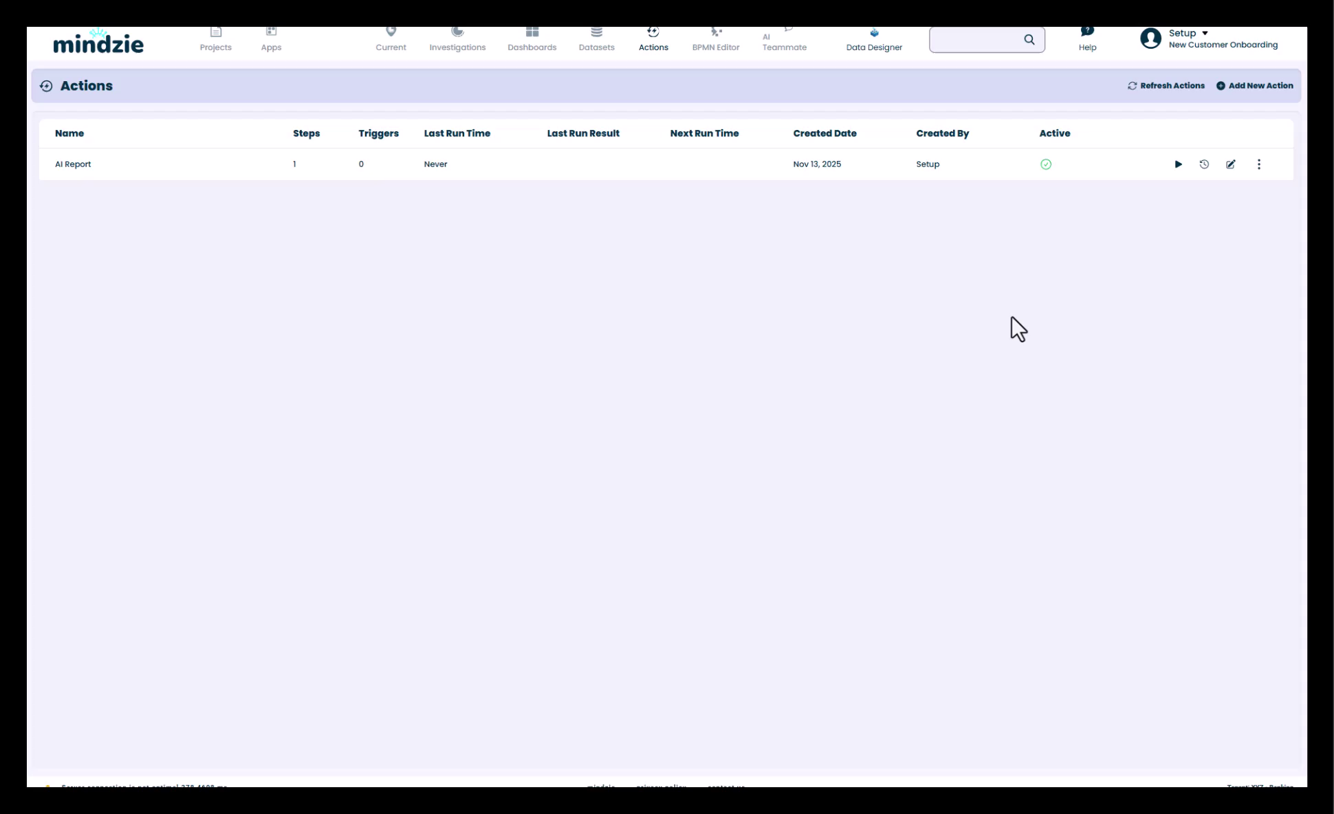 Actions Engine Dashboard