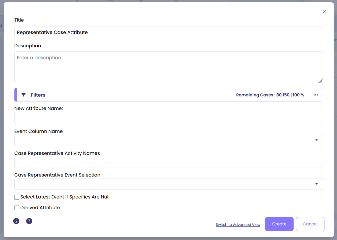 Configuratie van representatief case attribuut met resource-extractie instellingen