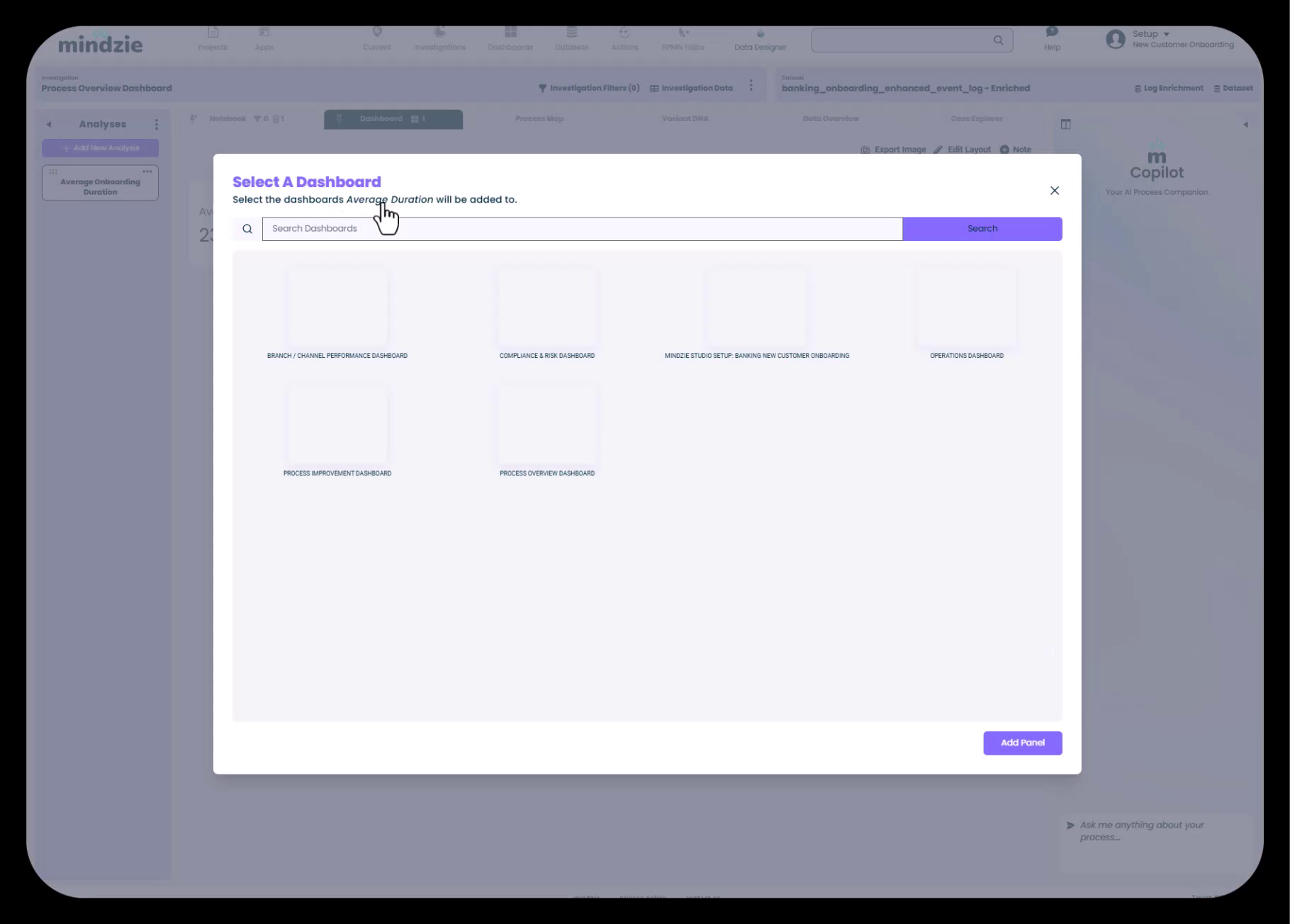 Select Dashboard Dialog