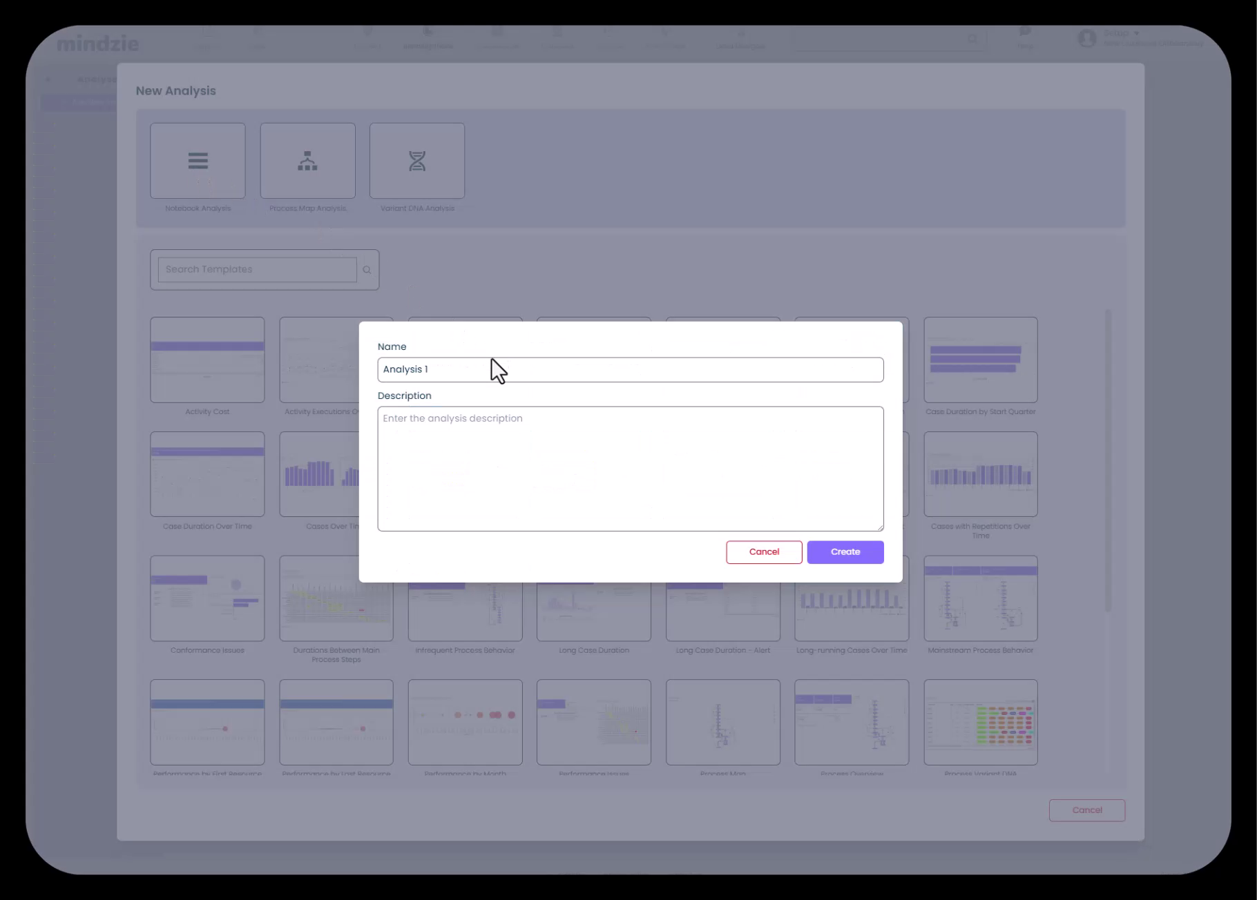 Create Blank Analysis Dialog