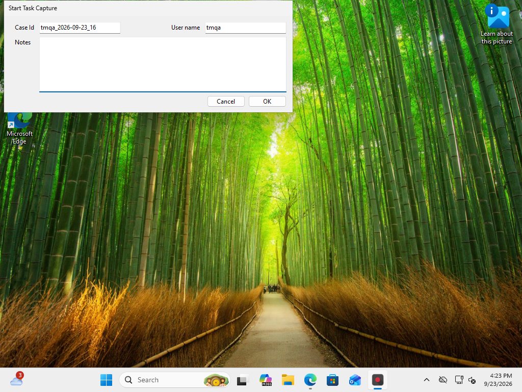 The Start Task Capture dialog