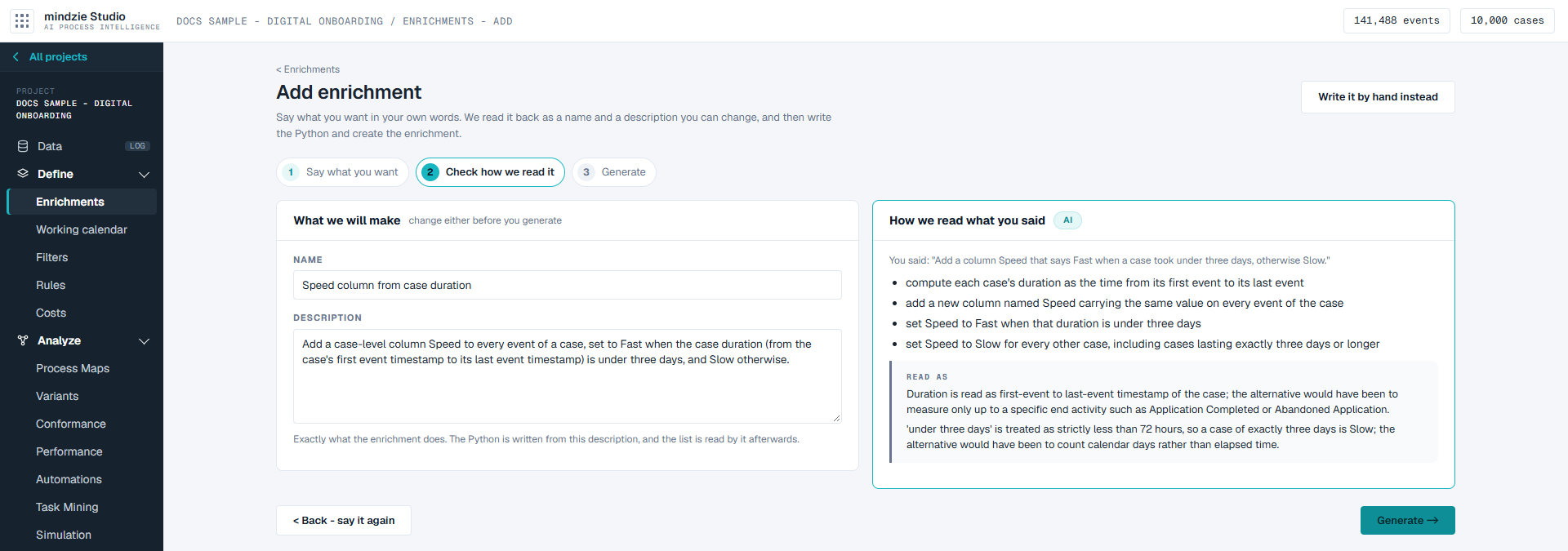Step 2: the name, the description, and how your words were read