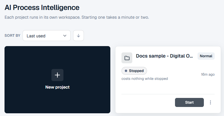 The projects page