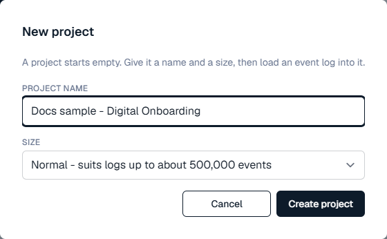 The New project dialog