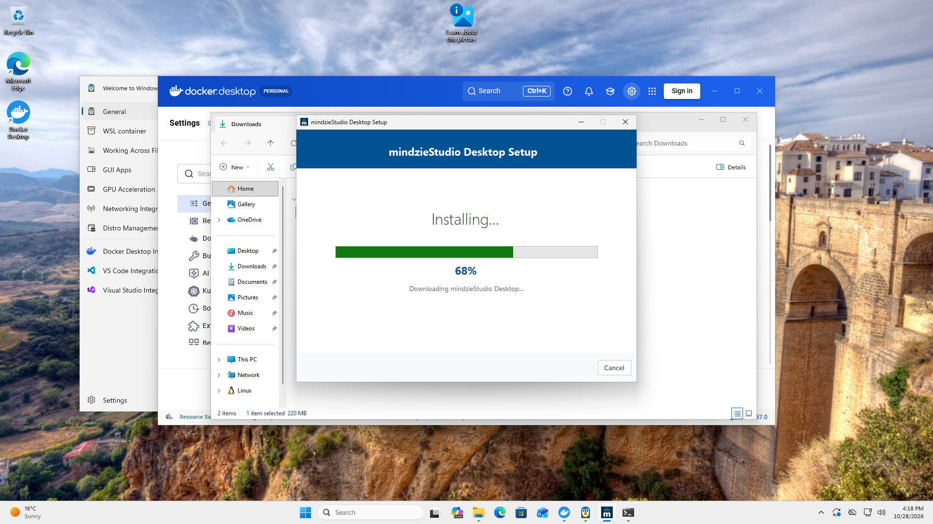 El instalador instalando mindzieStudio Desktop
