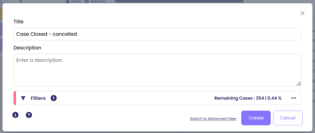 Filter selection for fully paid cases