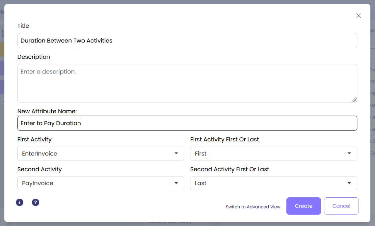 Duration enrichment configuration dialog