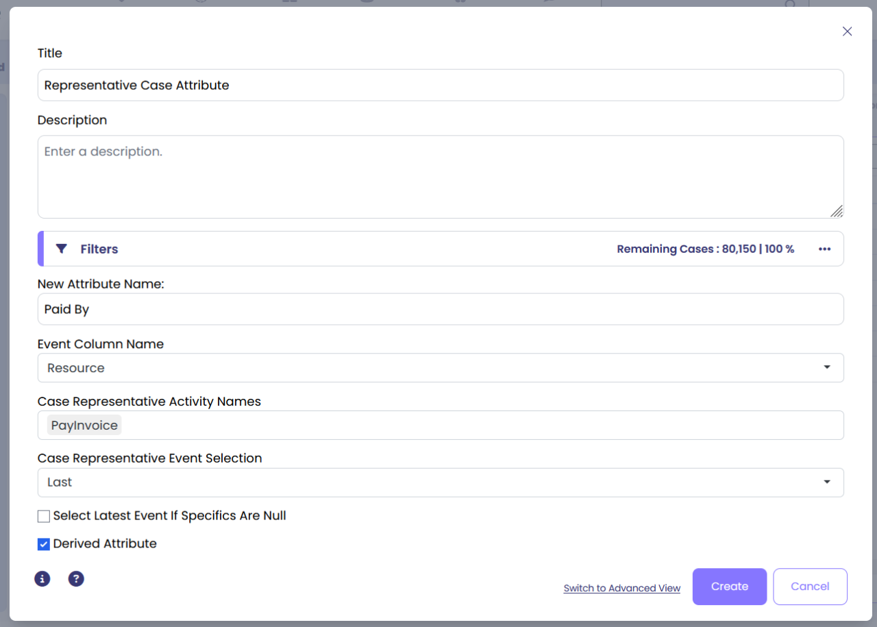 Enrichment configuration dialog with example settings