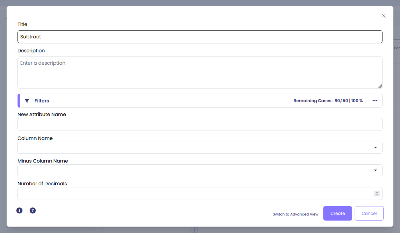 Subtract Calculation Result Example