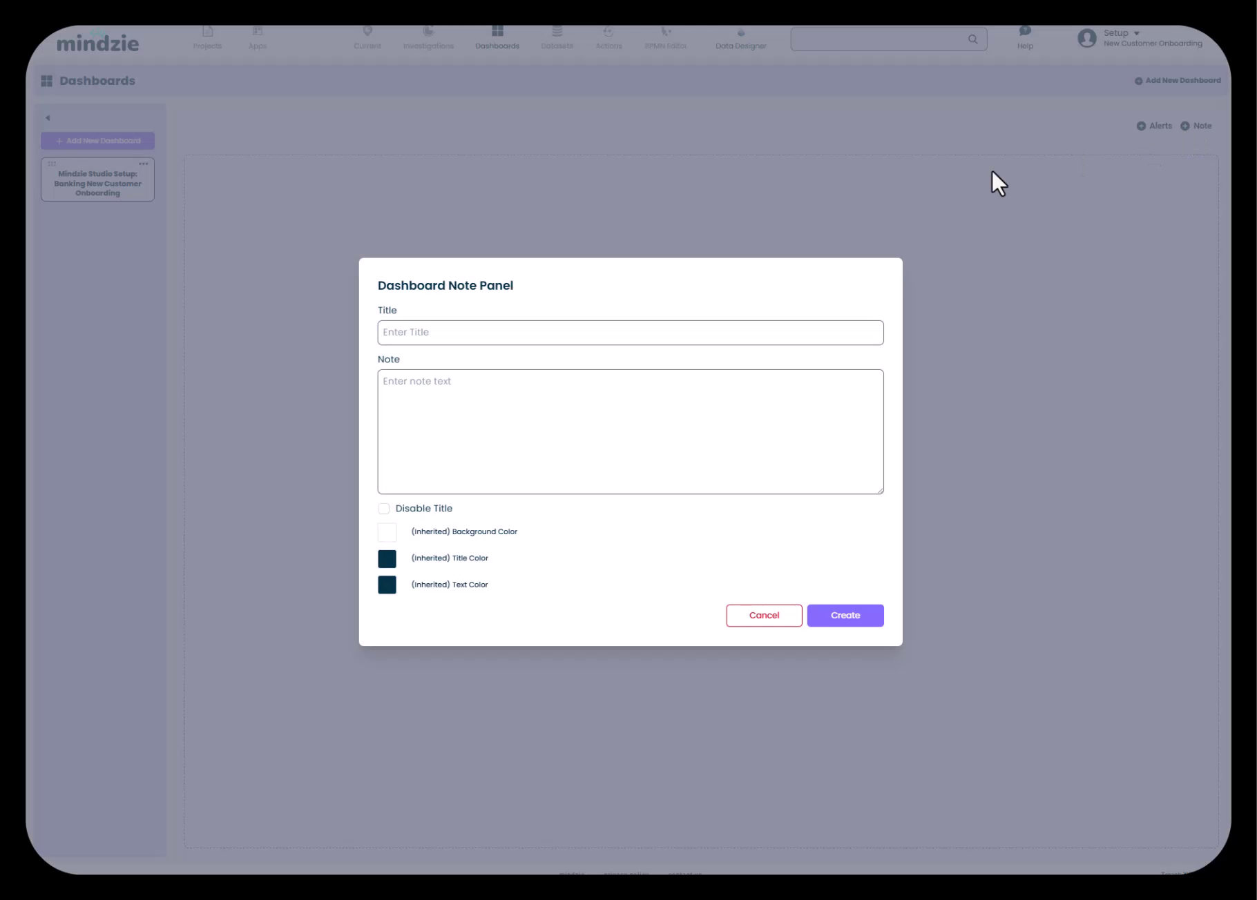Note panel with formatting options