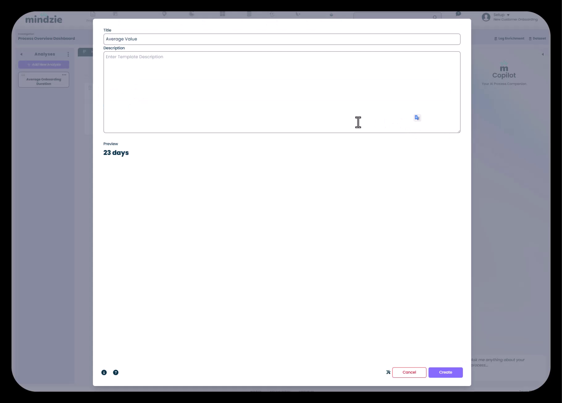 Metric Title and Description Dialog