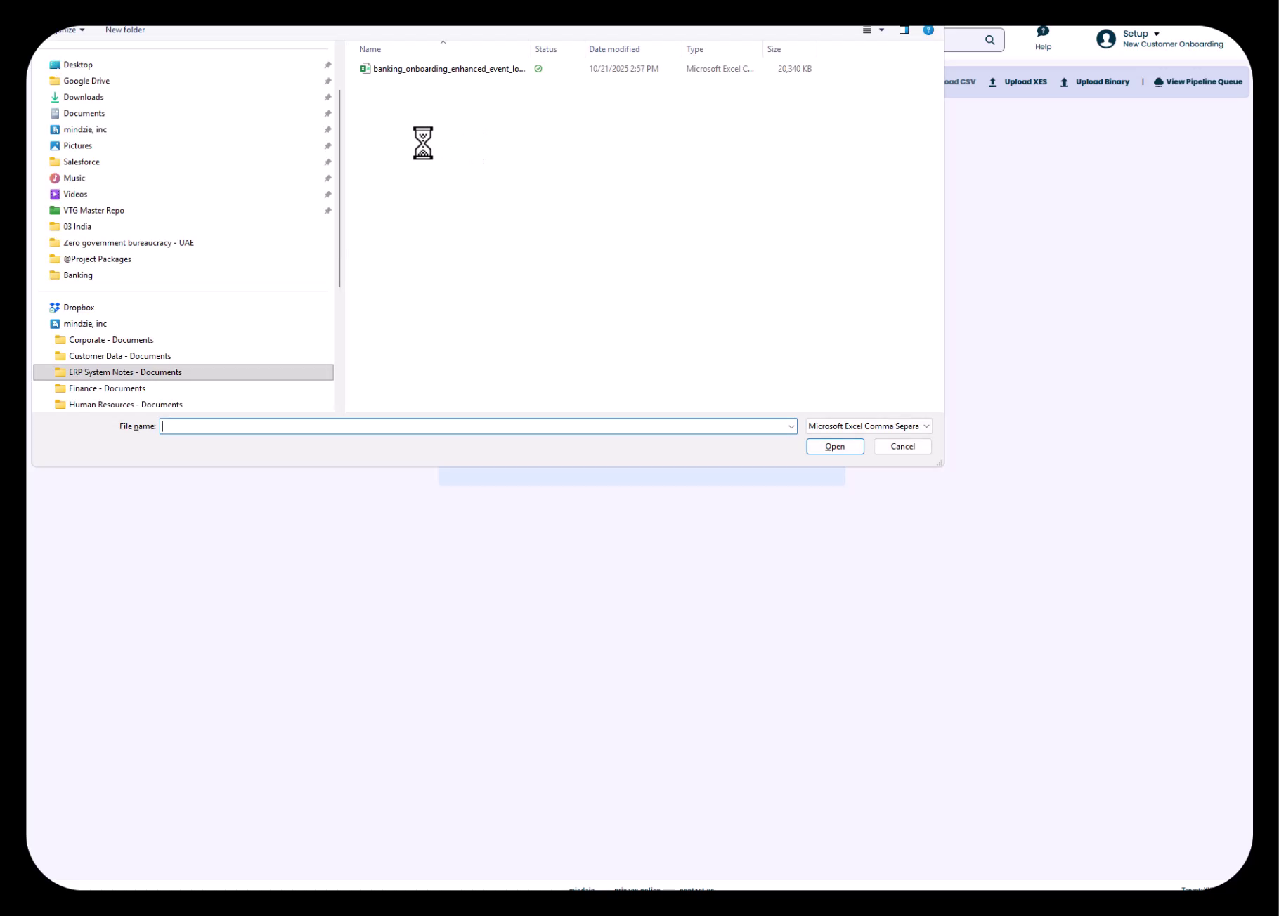 CSV File Selection Dialog