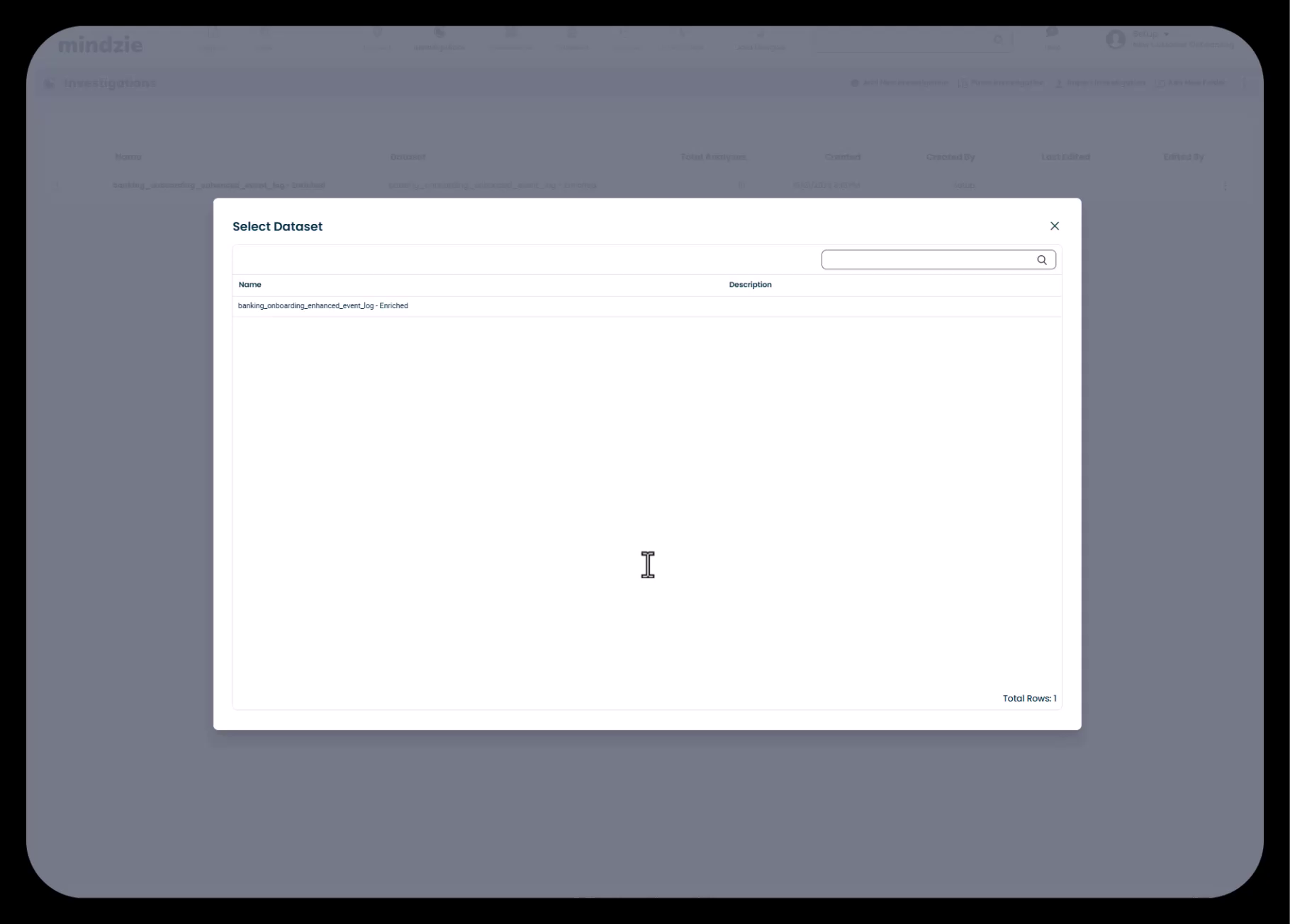 Dataset Selection Dialog