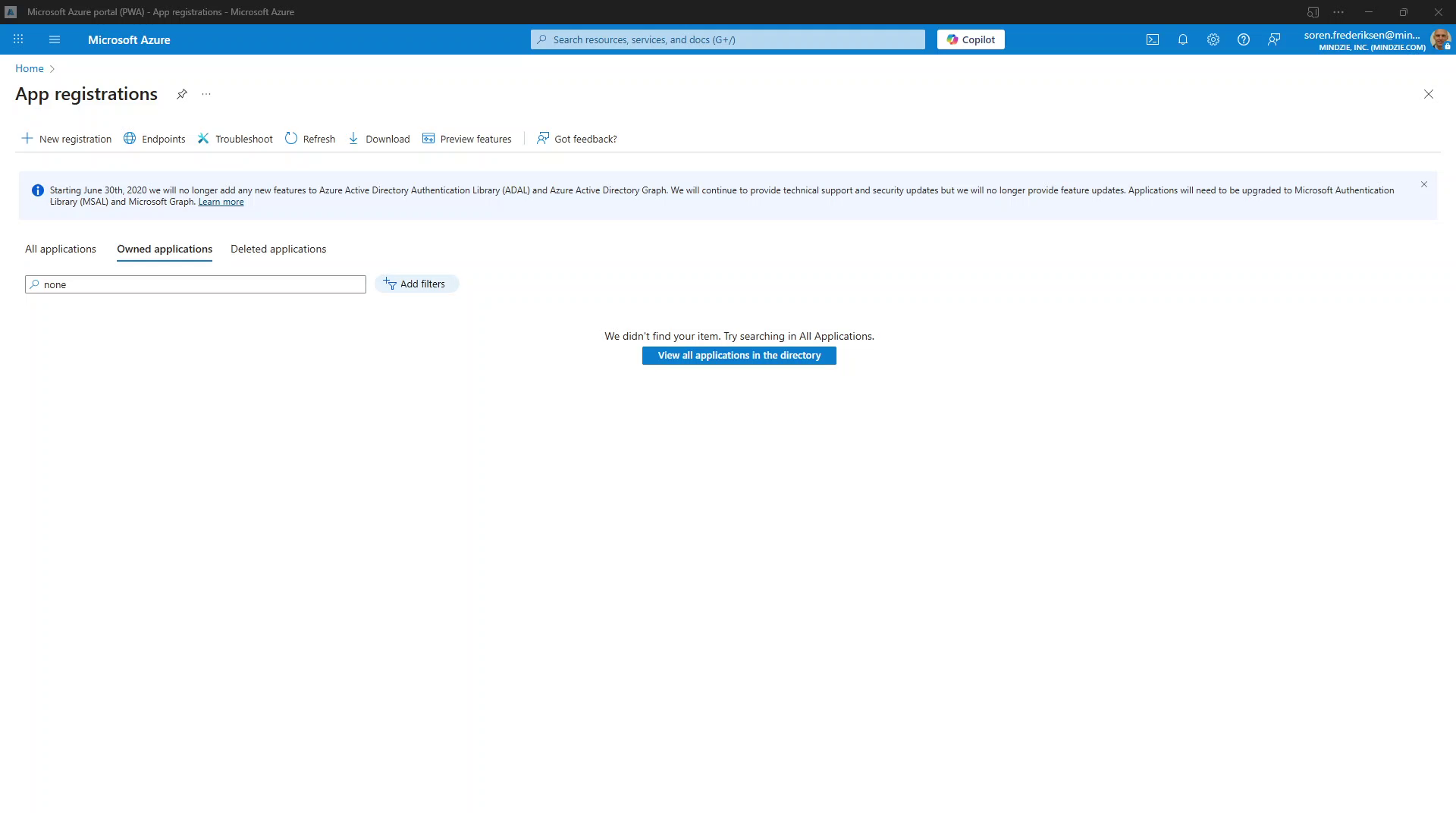Azure Portal App Registrations